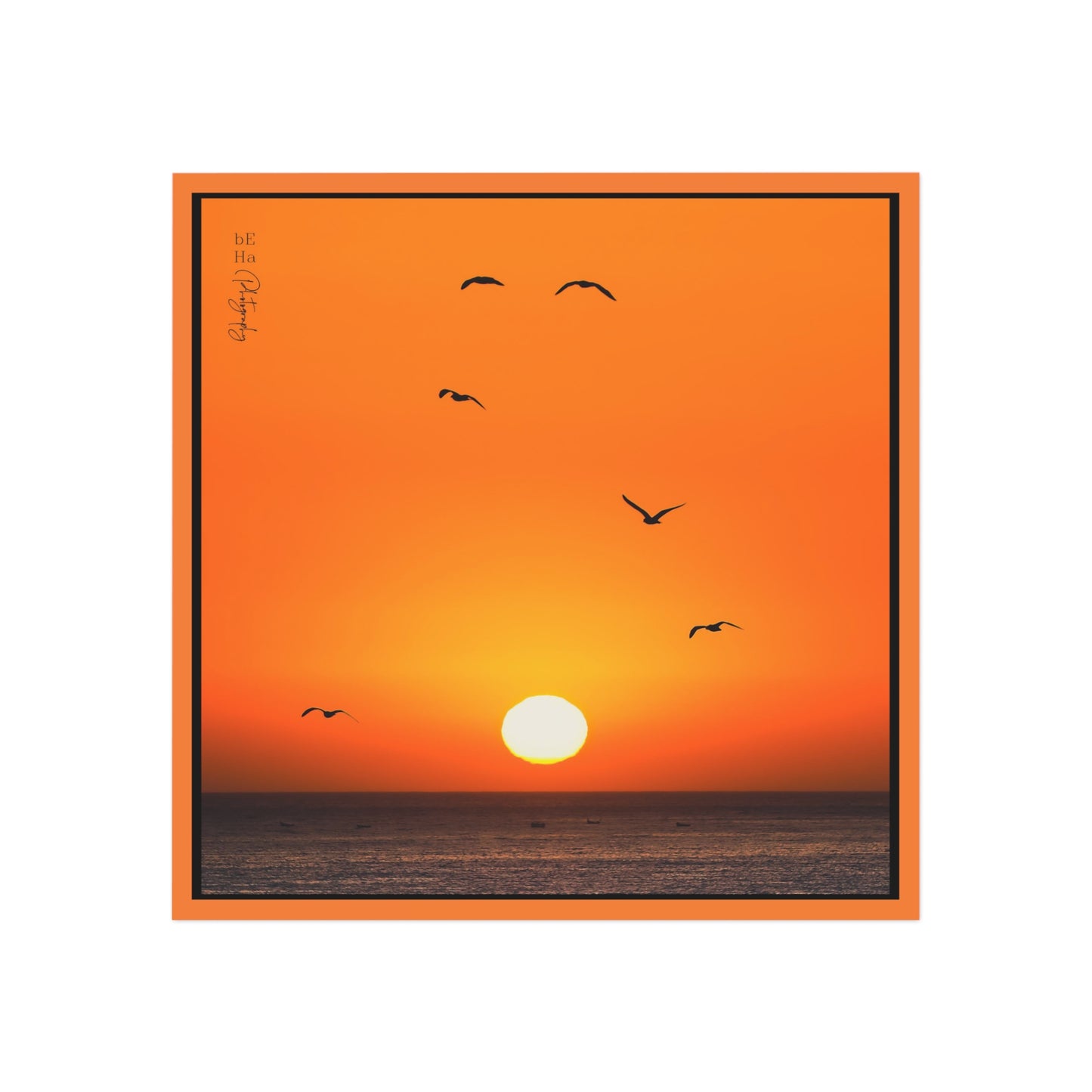 Aimant carré - BeHaP Oiseaux du coucher du soleil