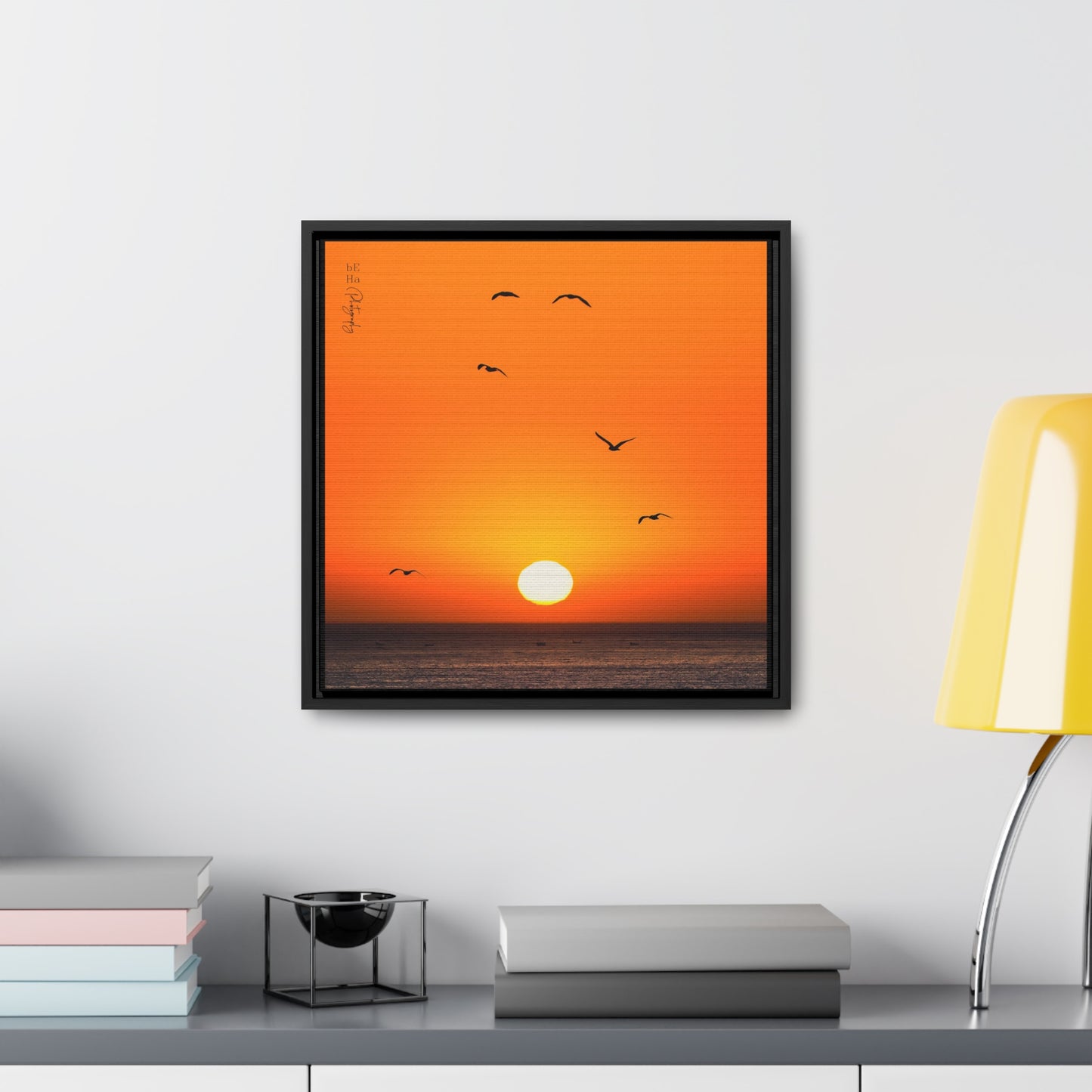 Gallery Canvas Wraps, Square Frame - BeHaP Sunset Birds